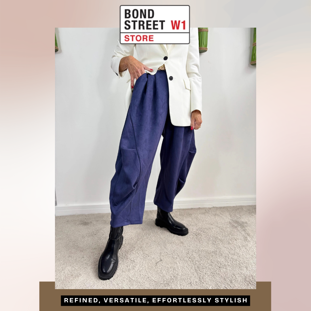 Lisbon Cocoon Trousers in Navy: Refined, Versatile, Effortlessly Stylish