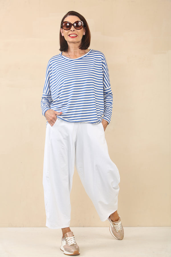 ELLIS ROUND NECK TOP IN ROYAL BLUE