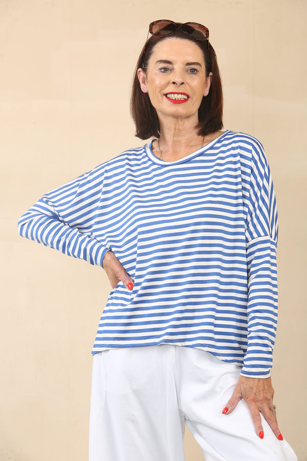 ELLIS ROUND NECK TOP IN ROYAL BLUE