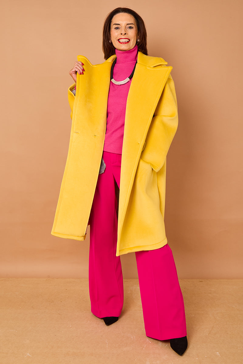 Alberto three quarter coat in Yellow Sorbet -