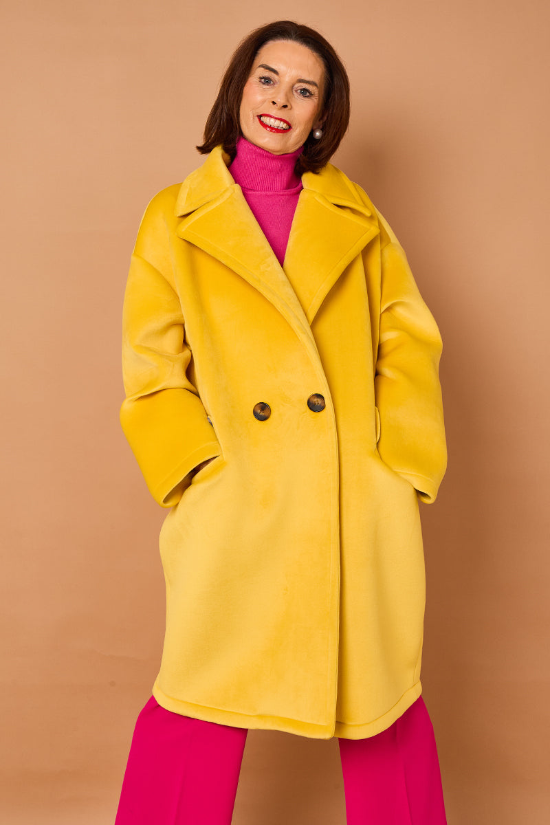 Alberto three quarter coat in Yellow Sorbet -