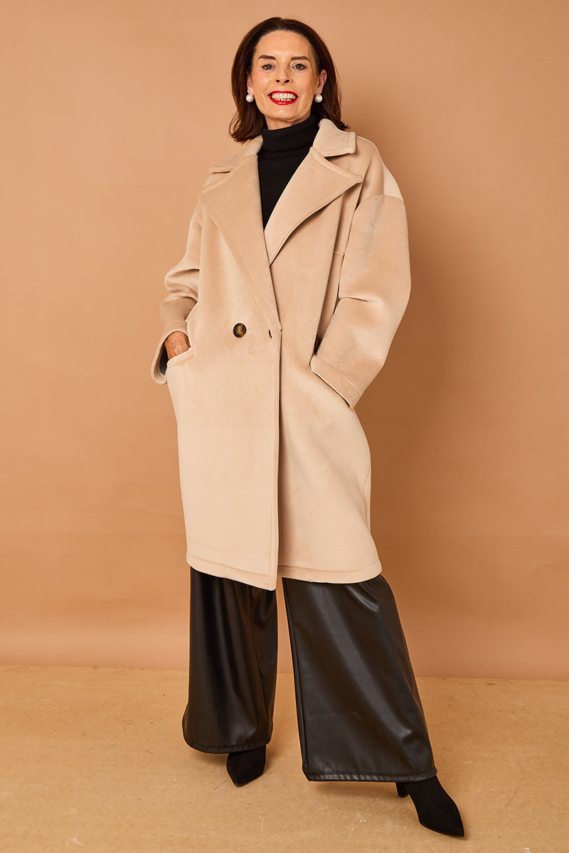 Alberto three quarter coat in stone -