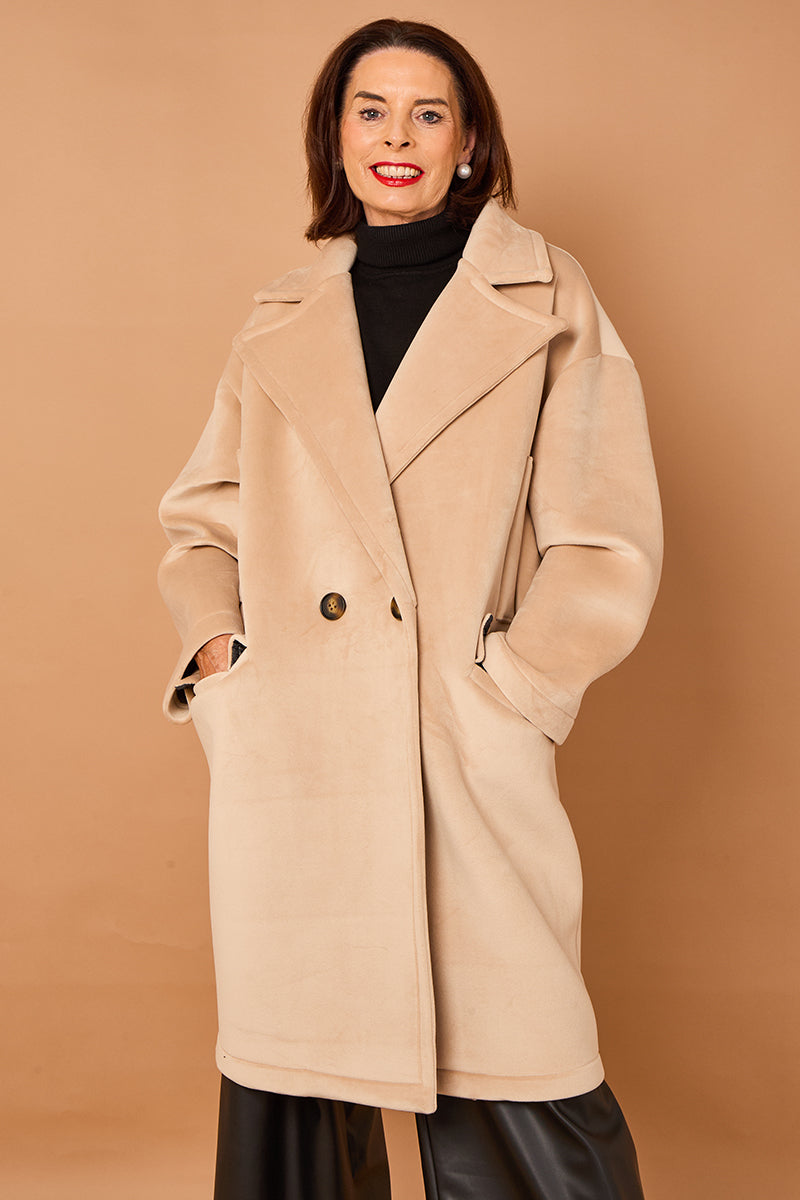 Alberto three quarter coat in stone -