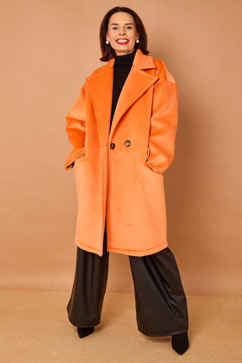 Alberto three quarter coat in orange -