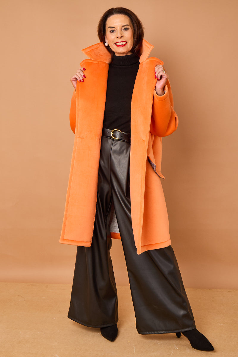Alberto three quarter coat in orange -