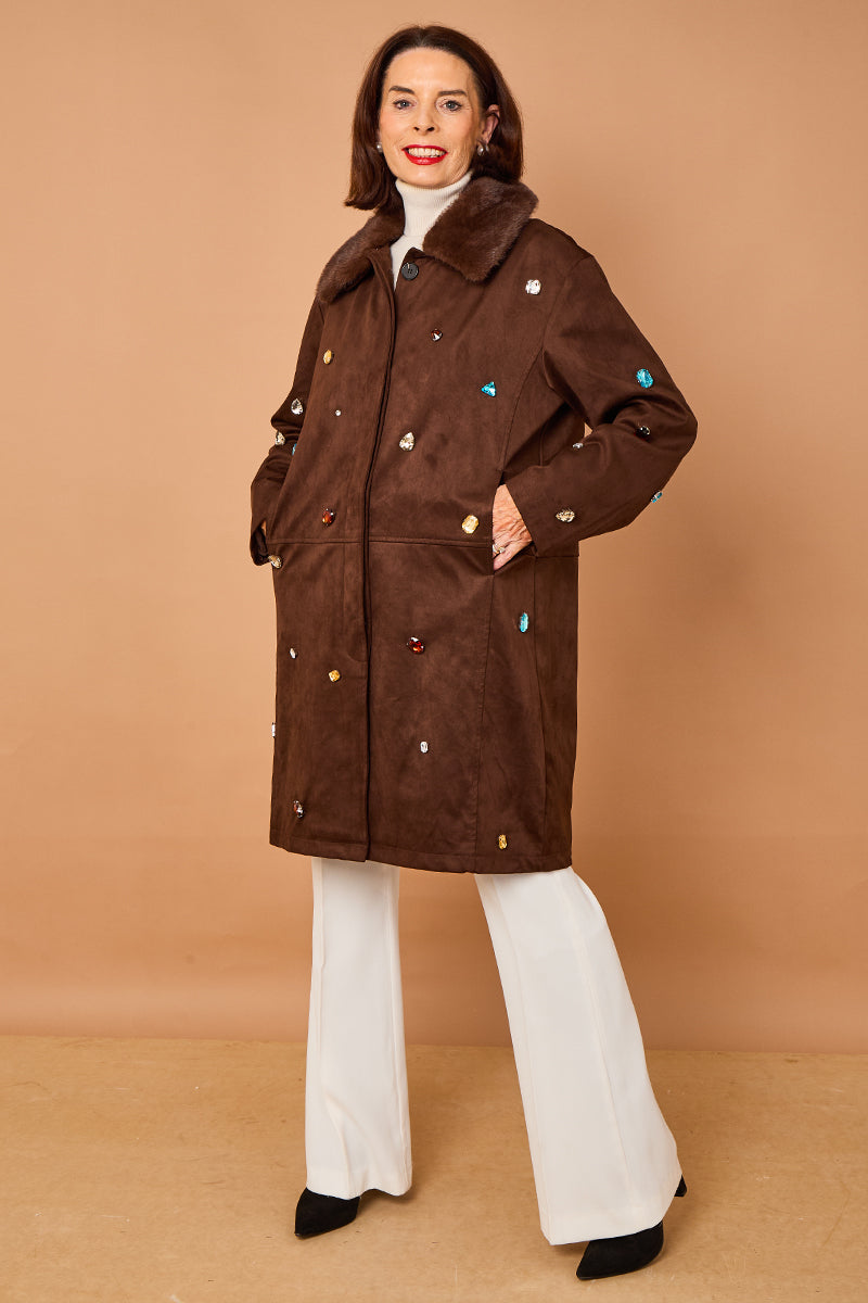 Diva Three quarter coat in Chocolate