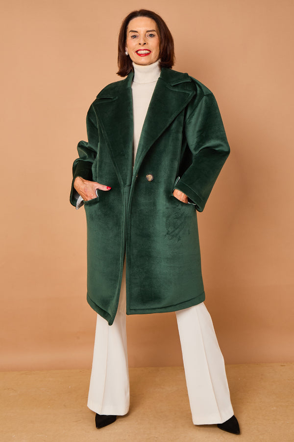 Alberto three quarter coat in teal -