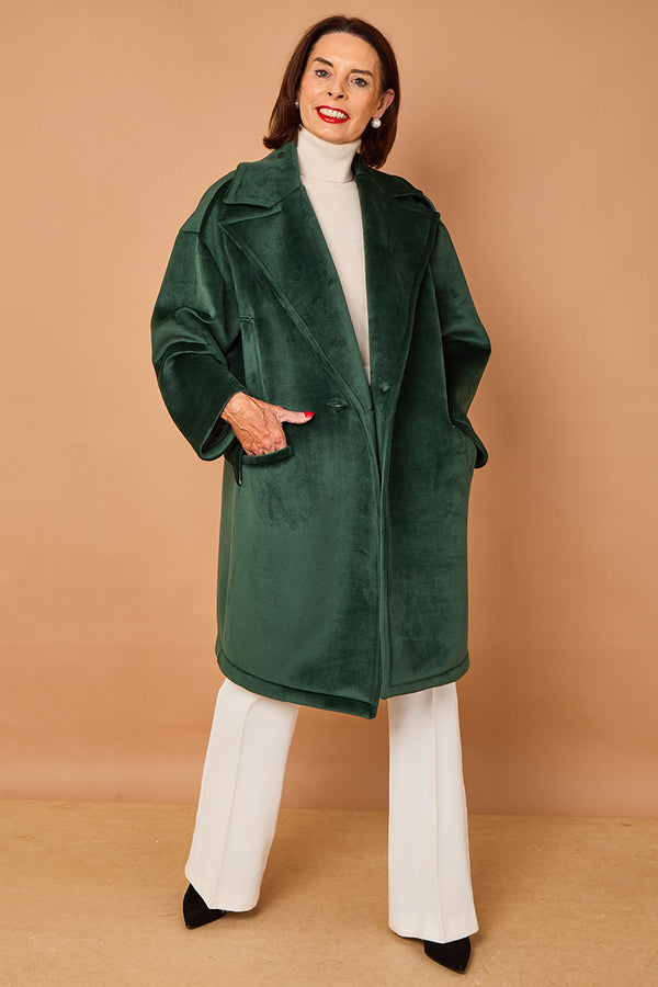 Alberto three quarter coat in teal -