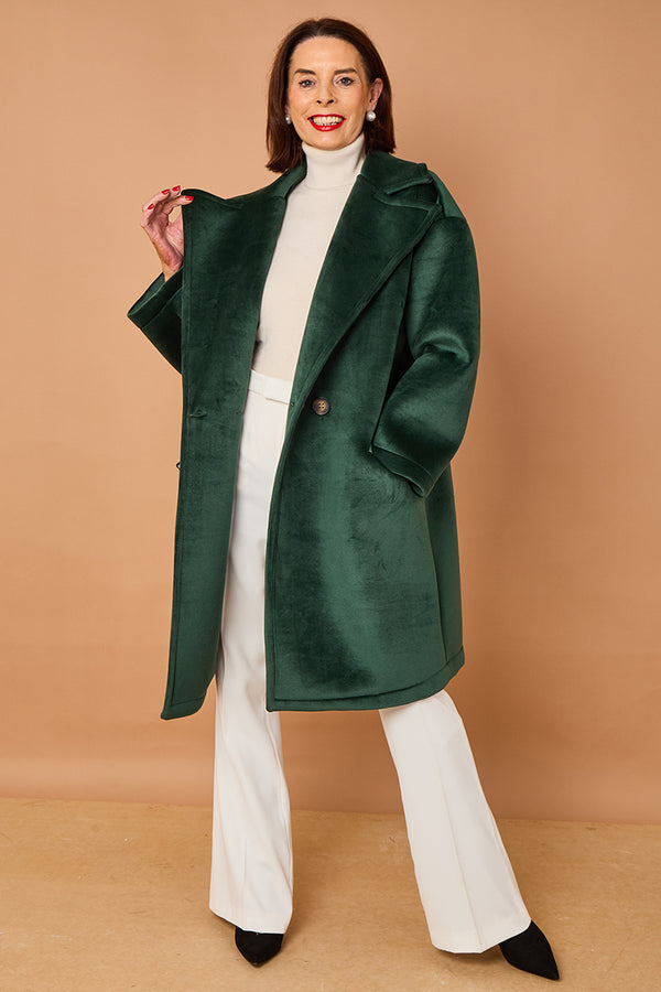 Alberto three quarter coat in teal -