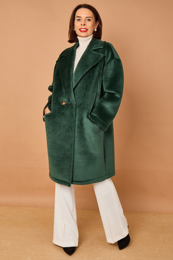 Alberto three quarter coat in teal -