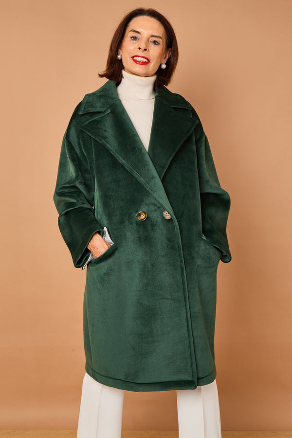 Alberto three quarter coat in teal -