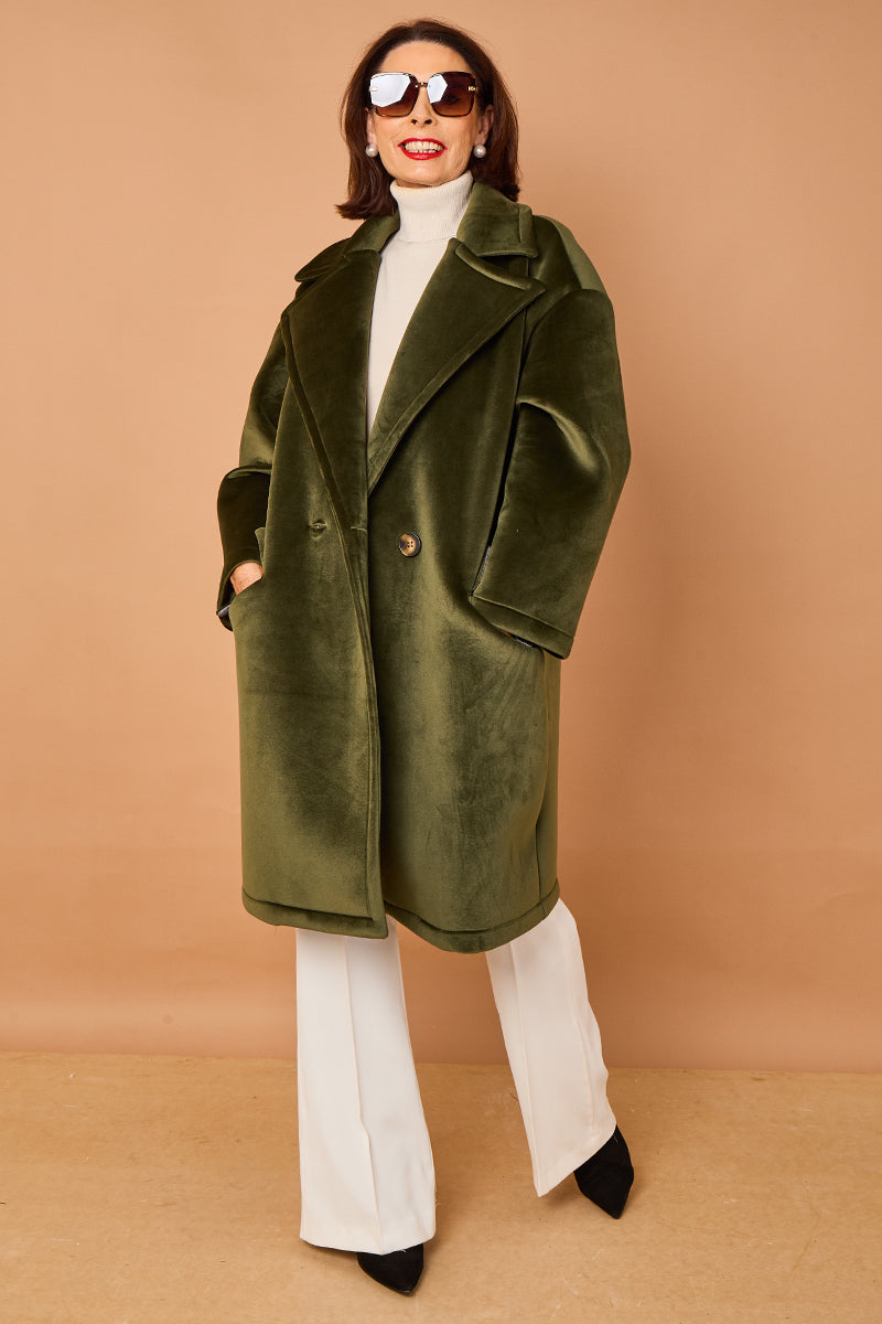 Alberto three quarter coat in sage -