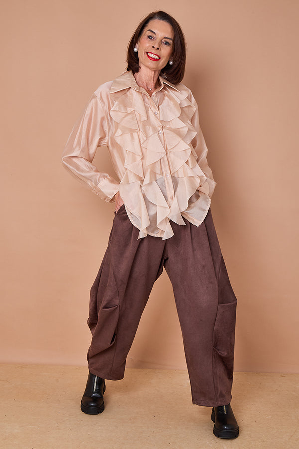 Lisbon Cocoon Trousers in chocolate