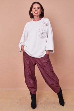 Pinocchio  faux pu leather trousers in mulberry