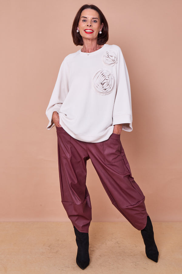Pinocchio  faux pu leather trousers in mulberry