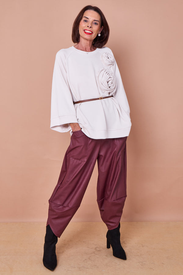 Pinocchio  faux pu leather trousers in mulberry