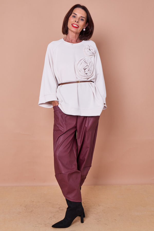 Pinocchio  faux pu leather trousers in mulberry