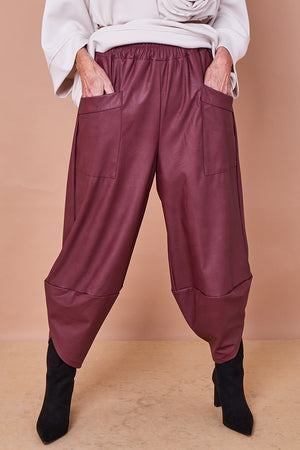 Pinocchio  faux pu leather trousers in mulberry