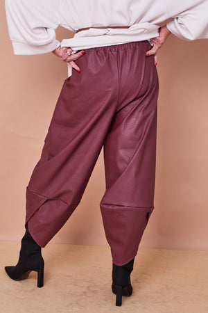 Pinocchio  faux pu leather trousers in mulberry