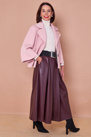Arianna PU faux leather skirt in mulberry
