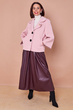 Arianna PU faux leather skirt in mulberry