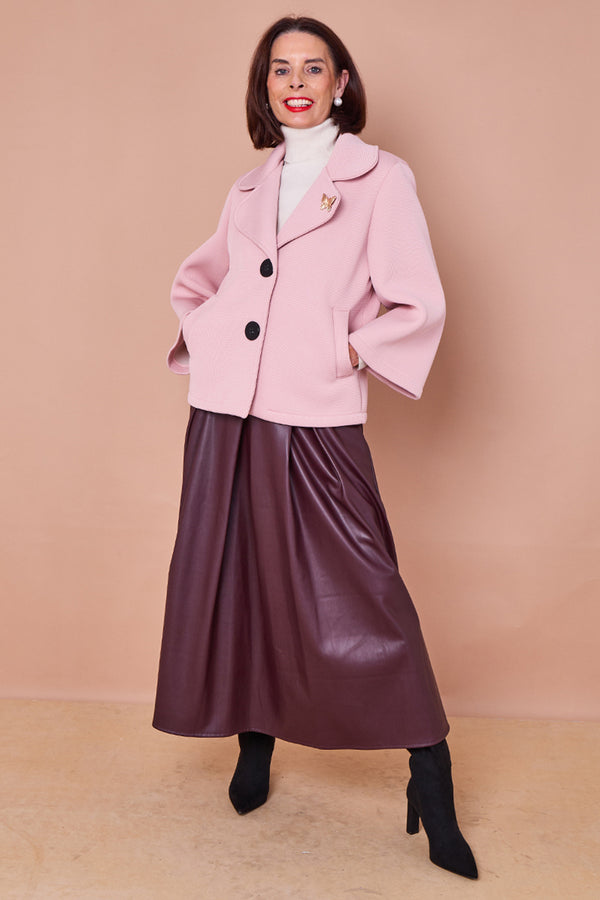 Arianna PU faux leather skirt in mulberry