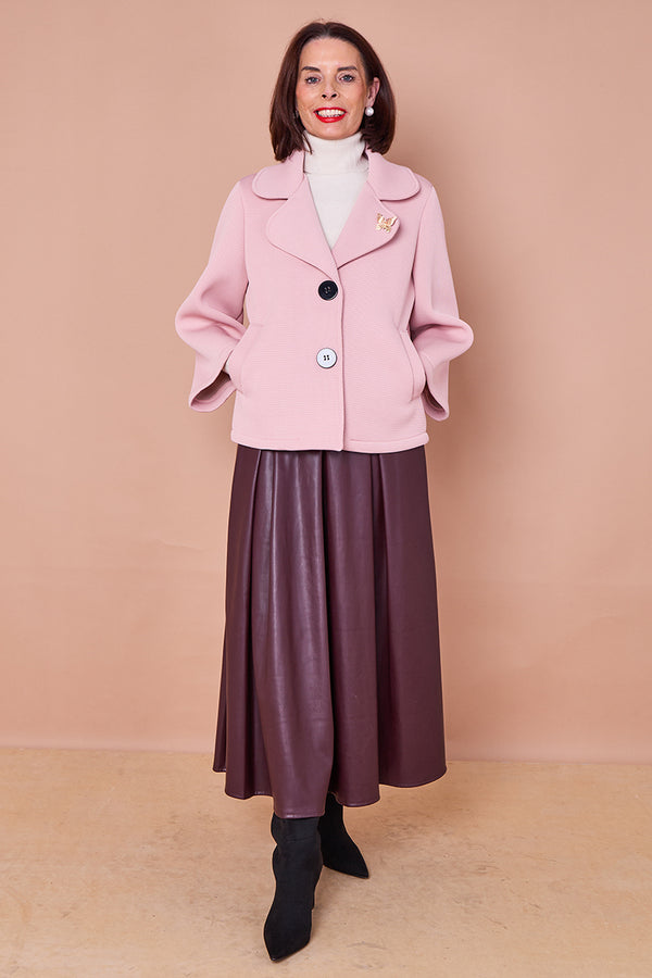 Arianna PU faux leather skirt in mulberry