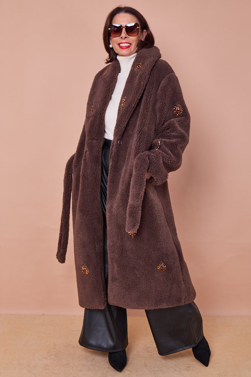 Cecilia long coat in chocolate