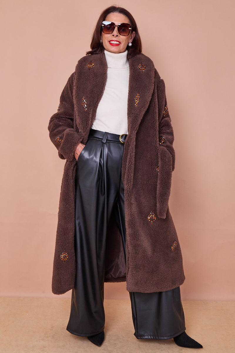 Cecilia long coat in chocolate
