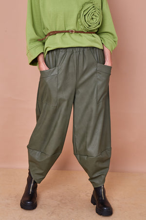 Pinocchio  faux pu leather trousers in teal