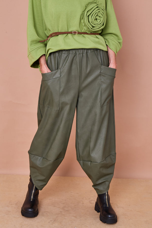 Pinocchio  faux pu leather trousers in teal