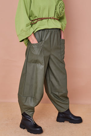 Pinocchio  faux pu leather trousers in teal