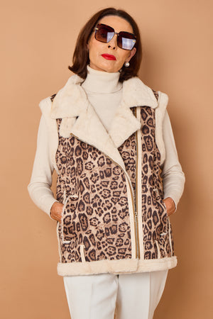 Jena gilet in leopard print