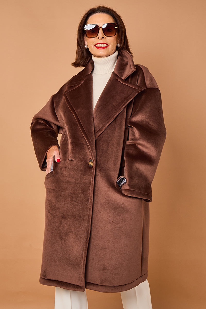 Alberto three quarter coat in chocolate -