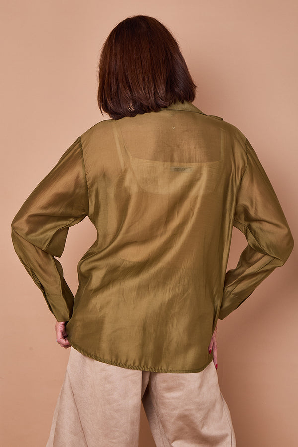 Coco ruffle shirt in olive green