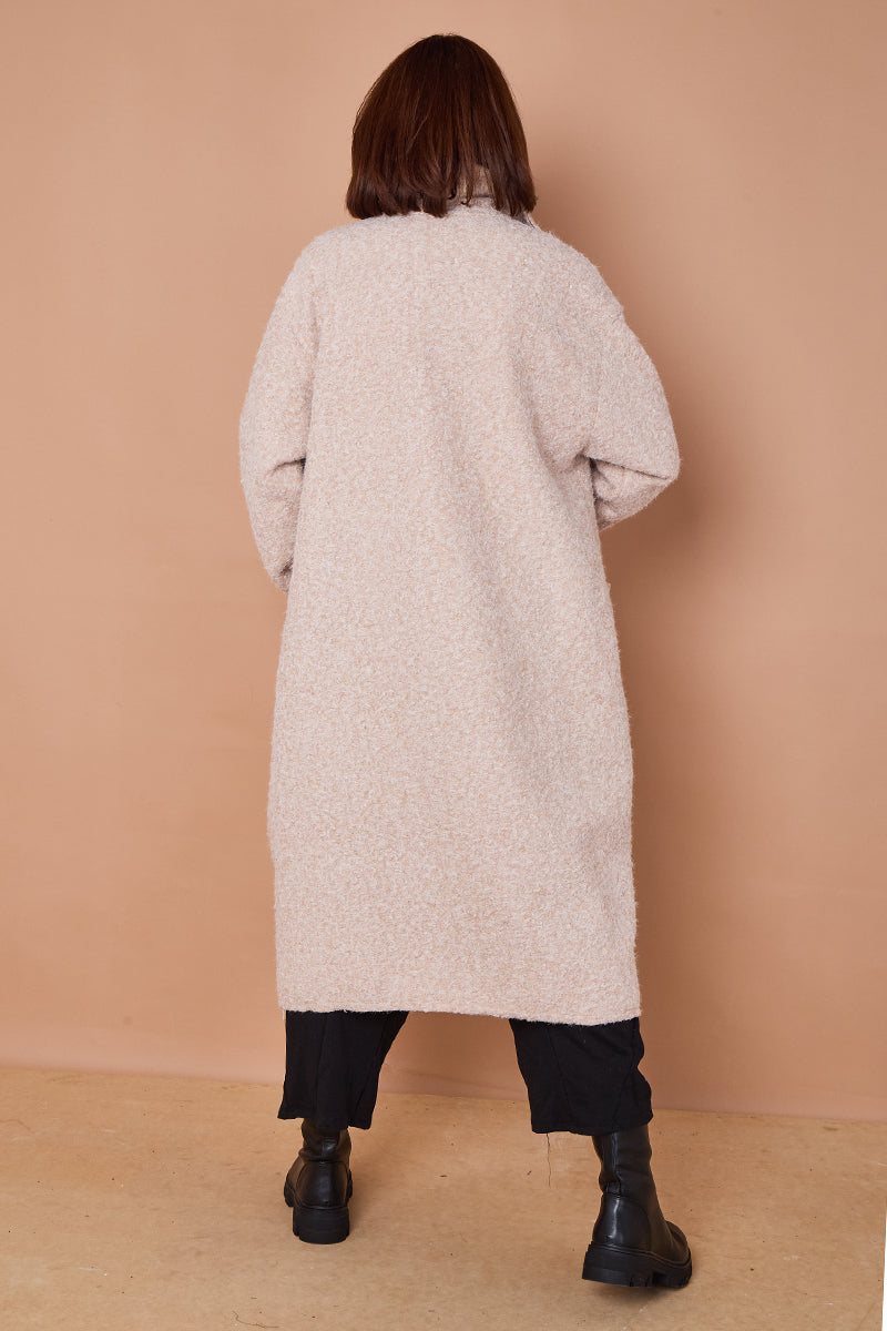 Athena Long Sleeve Duster Coat in stone