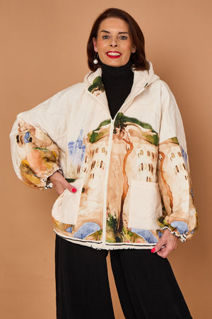 Gabriella Jacket in acru with Hood