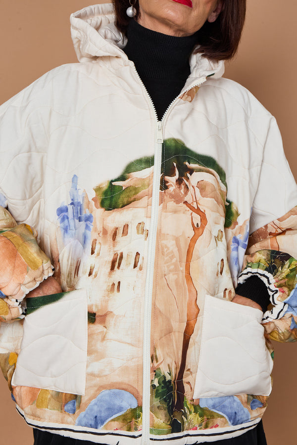 Gabriella Jacket in acru with Hood