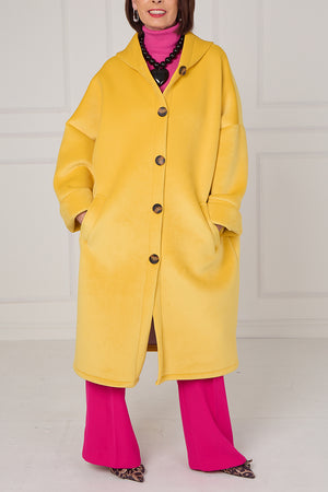 Alberto hooded long coat in Yellow Sorbet