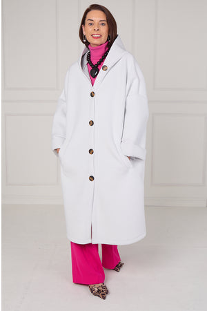 Alberto hooded long coat in ice white
