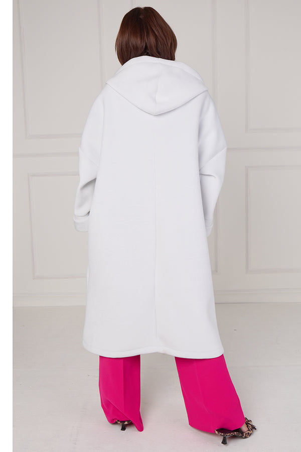Alberto hooded long coat in ice white