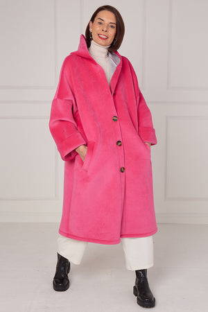 Alberto hooded long coat in pink