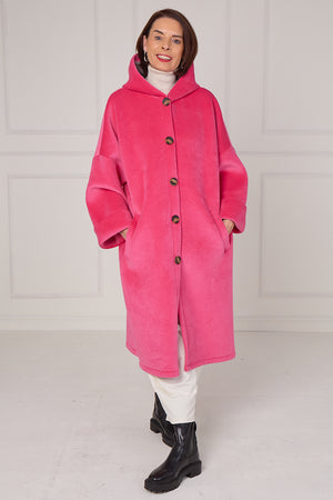 Alberto hooded long coat in pink