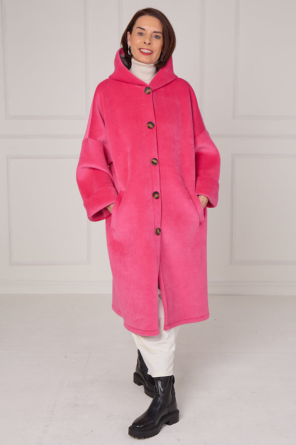 Alberto hooded long coat in pink