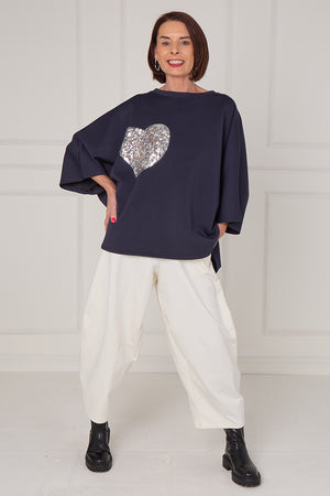 Heart to heart top in navy