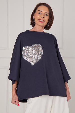 Heart to heart top in navy