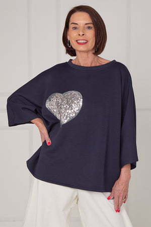 Heart to heart top in navy