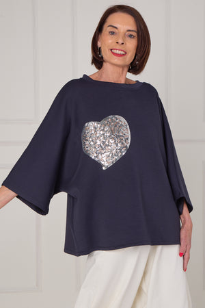 Heart to heart top in navy