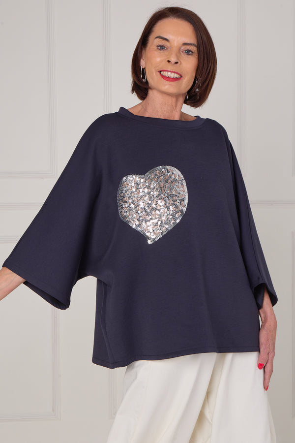 Heart to heart top in navy