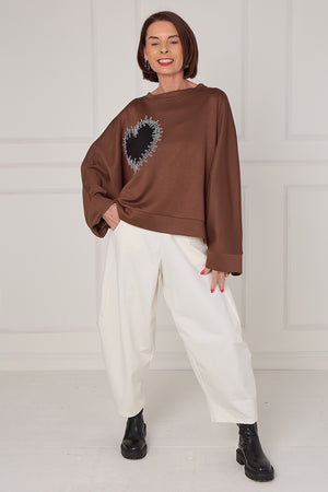 black heart top in Chocolate